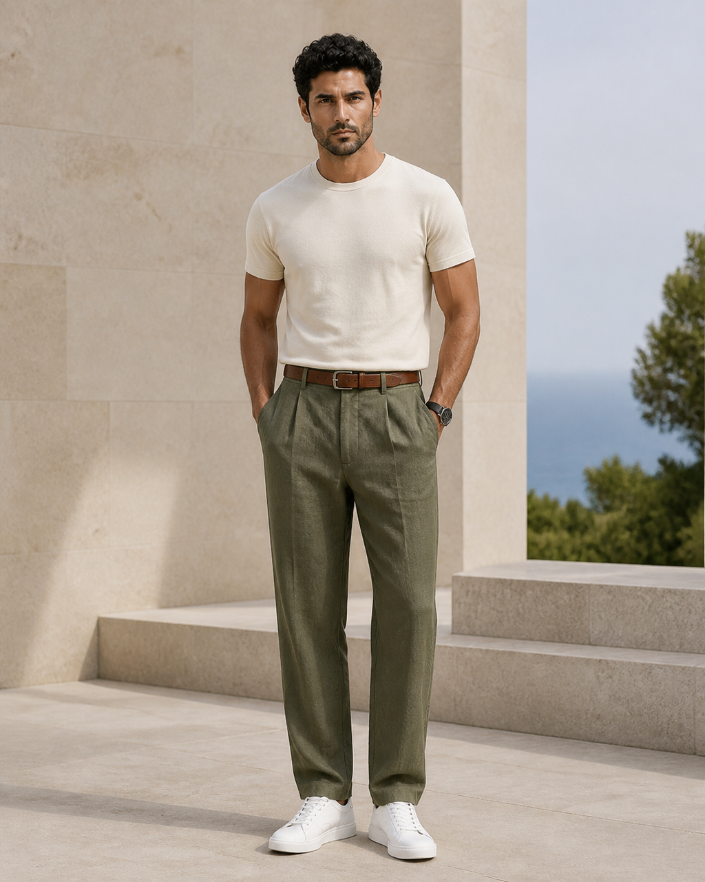 Pantalon droit homme en lin