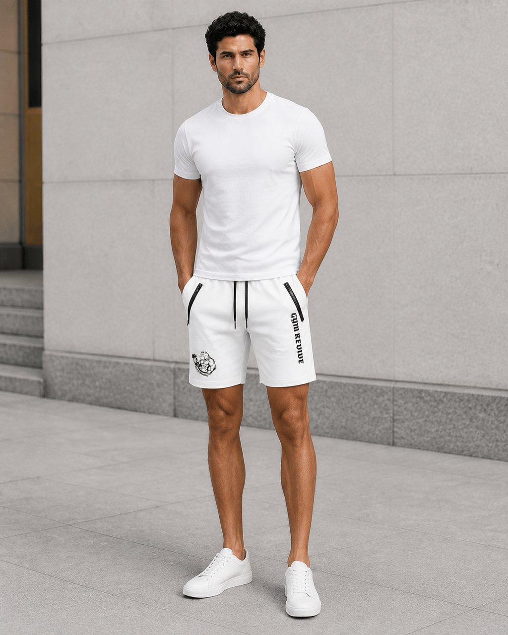 Short de sport homme à poches zippées