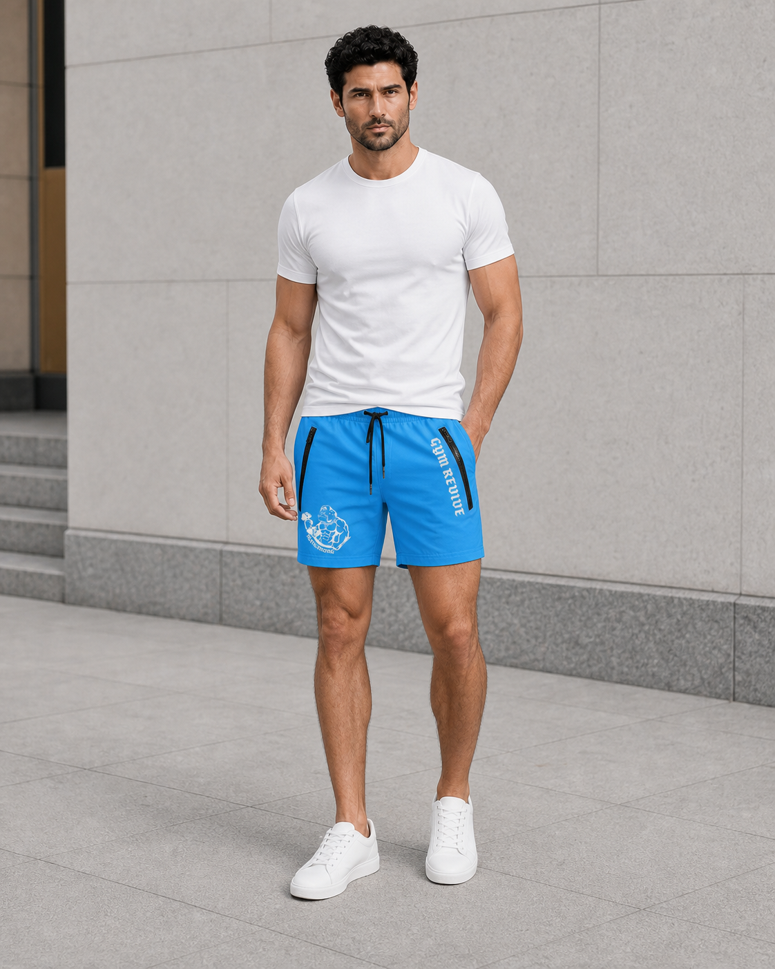 Short de sport homme à poches zippées