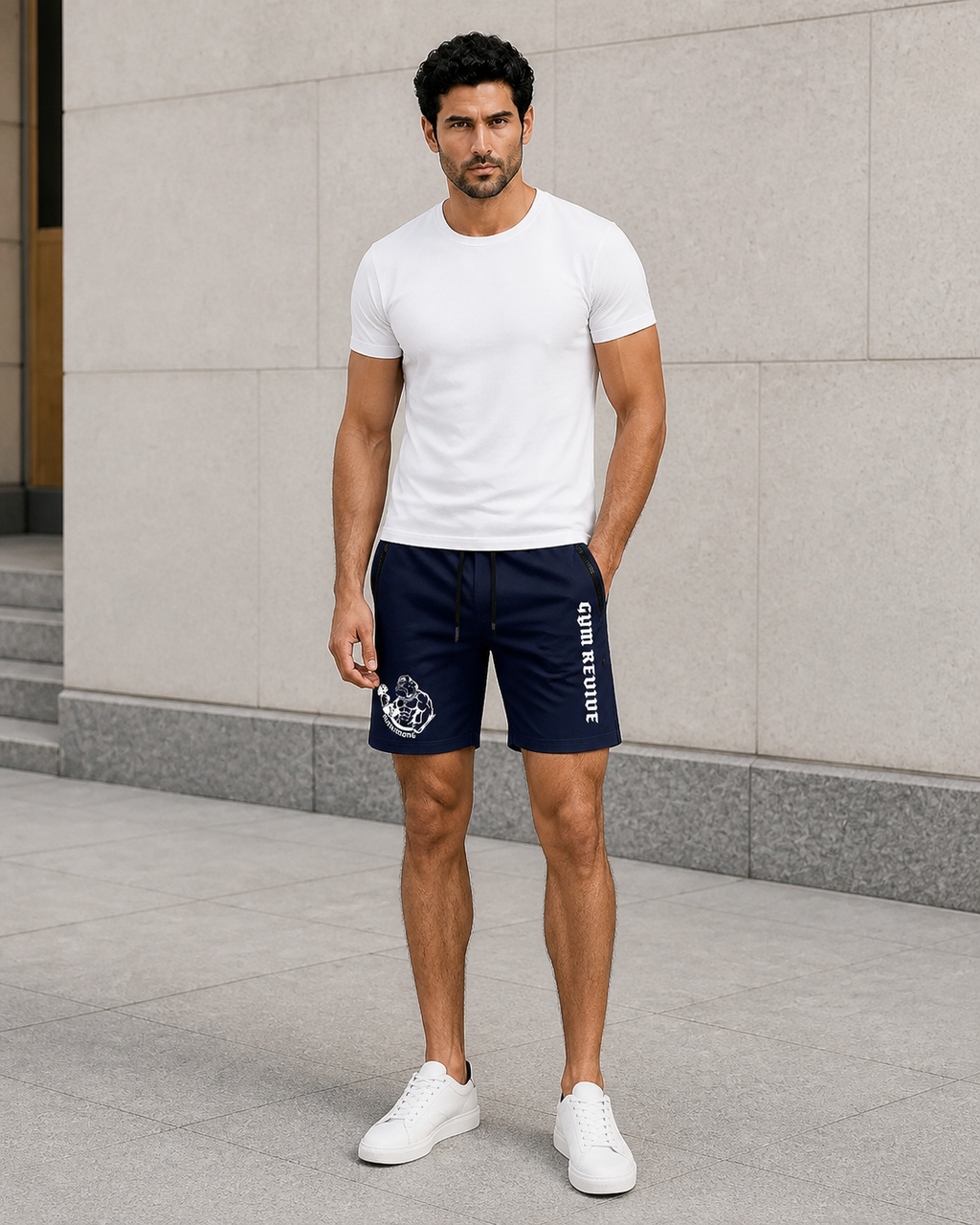 Short de sport homme à poches zippées