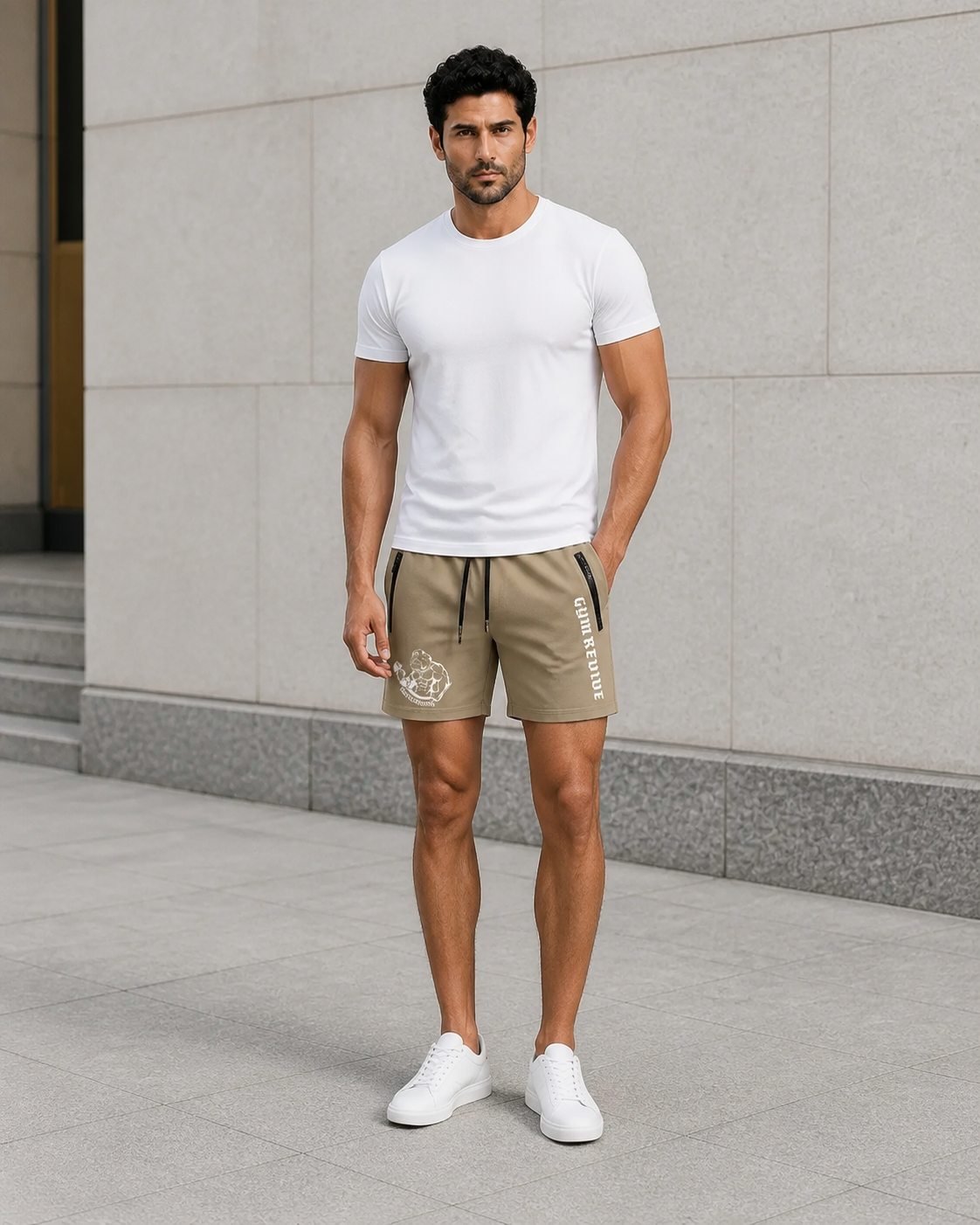 Short de sport homme à poches zippées
