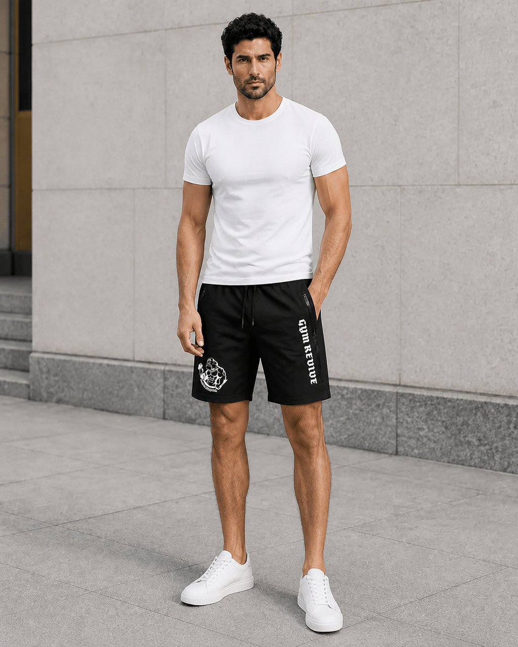 Short de sport homme à poches zippées