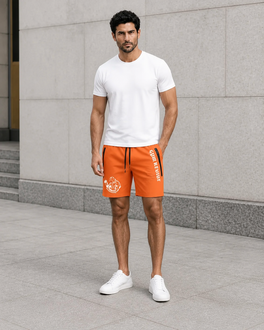 Short de sport homme à poches zippées