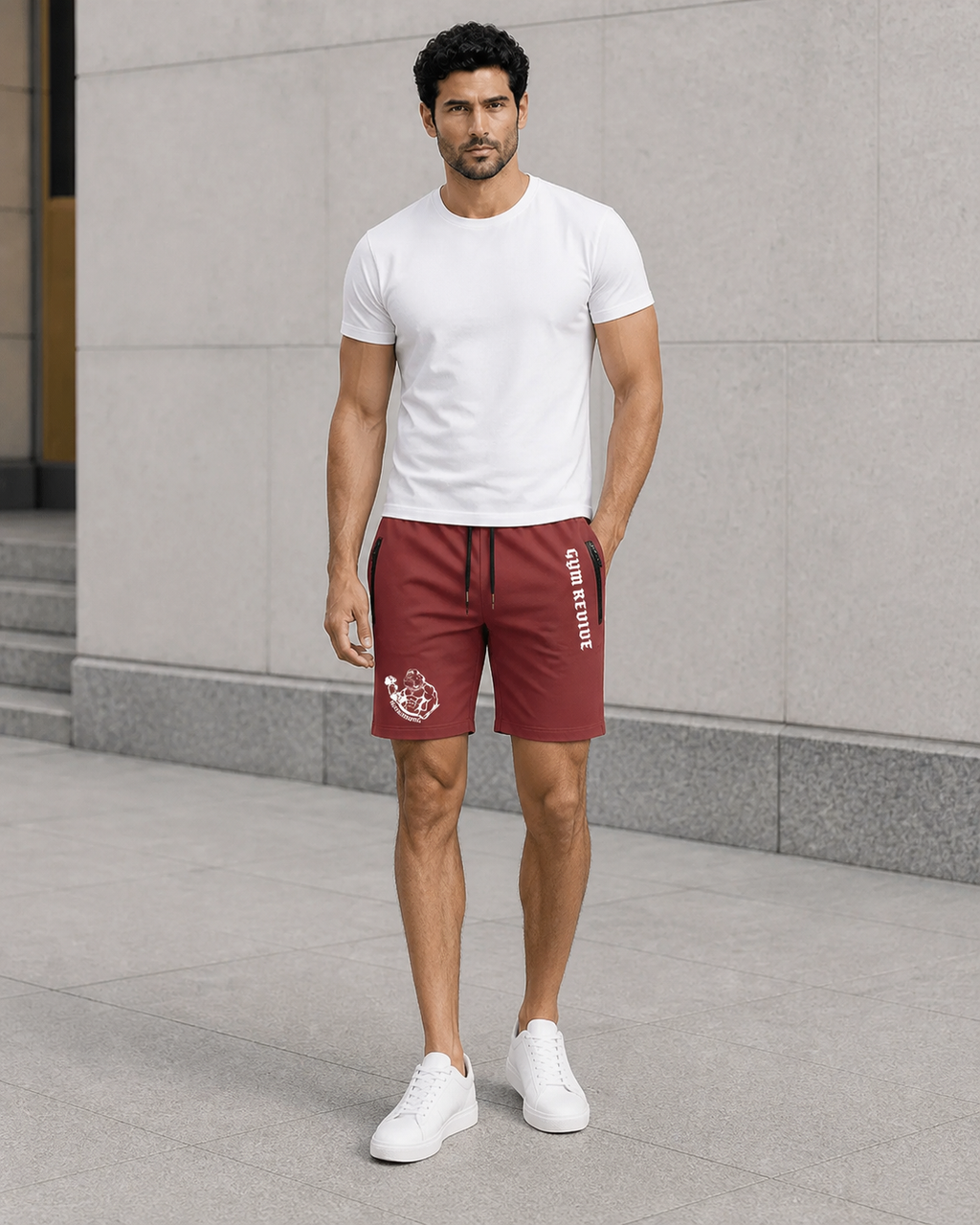 Short de sport homme à poches zippées