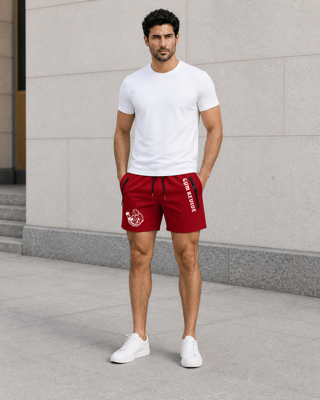 Short de sport homme à poches zippées