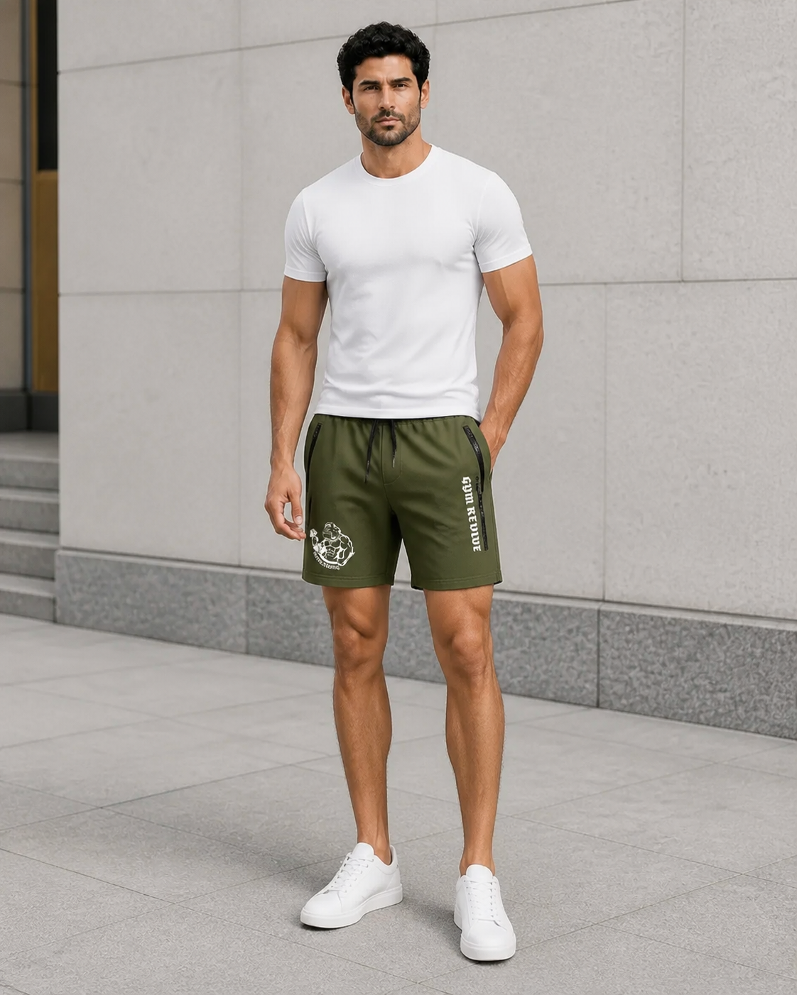 Short de sport homme à poches zippées
