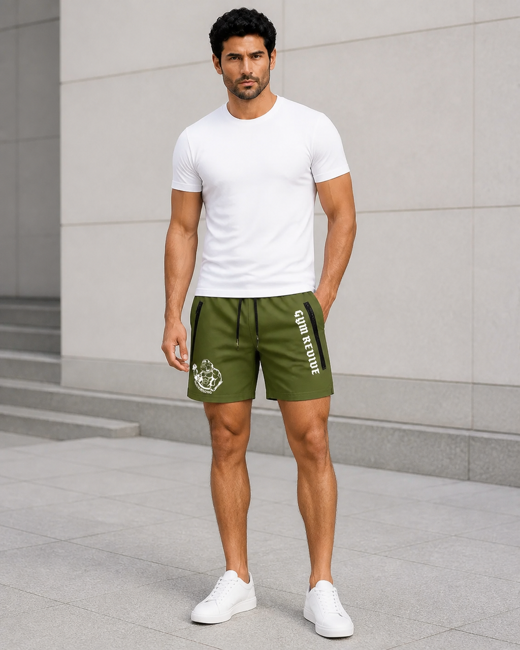 Short de sport homme à poches zippées